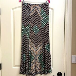 Eight Sixty Maxi Skirt Mosaic print high slit Beach Travel pull on Bohemian Sz S